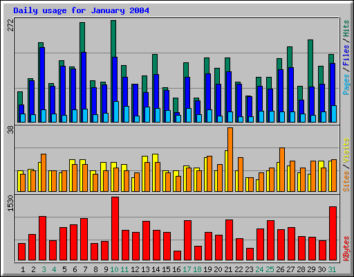 Daily usage for January 2004