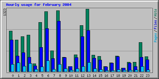 Hourly usage for February 2004
